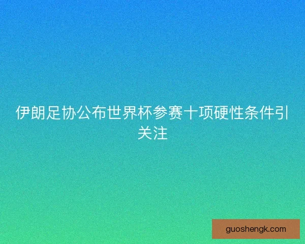 伊朗足协公布世界杯参赛十项硬性条件引关注